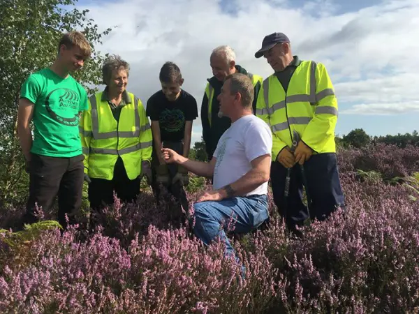 andy with kids on heathland